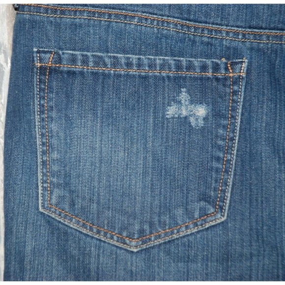 Old Navy Ladies Blue Jean Mini Skirt Size 12 Distressed Raw Hem Cotton Y2K - Picture 6 of 8